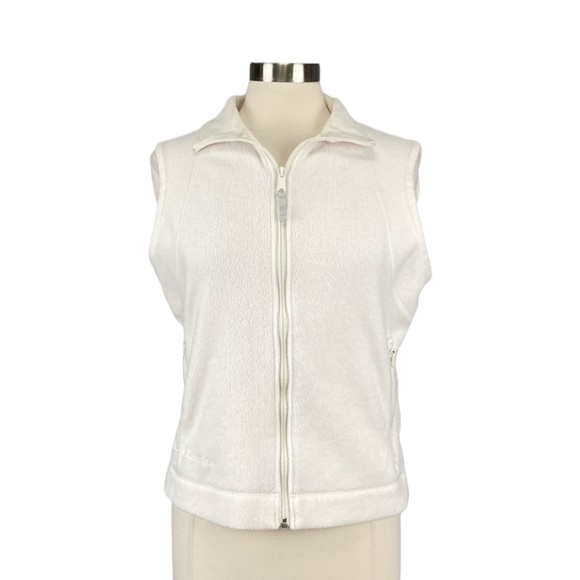 Columbia Womens Sapphire Sky Ivory Fleece Vest Full Zip Off White size Medium - Picture 1 of 11